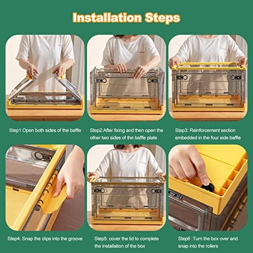 Ergocar Foldable Storage Boxes, Large Plastic Storage Boxes with Lid, Stackable Organiser, Wardrobe Storage Organiser, Grocery Storage, for Bedroom, Wardrobe, Office, Garage - Image 6