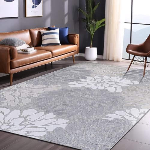 Luul Home Floral Indoor Outdoor Rugs 6x9 Large Area Rug for Living Room, Patio Decor, Kitchen, and Entryway Rug, Washable Stain Resistant Outside Carpet Beige 6 x 9 - Image 4