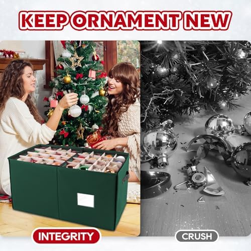 BlessedSeason Christmas Ornament Storage Box，Stackable 6 Drawer Organizers，Max 112 3" Christmas Dauble, Adjustable Christmas Ball Storage Container Bins, Green - Image 4