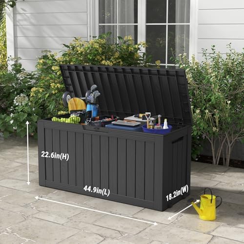 Mars Villa Deck Box, Outdoor Storage Box Waterproof, 72 Gallon, Black - Image 2