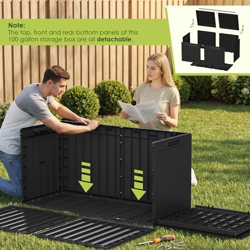 Devoko 100 Gallon Outdoor Storage Box, Waterproof Deck Box Lockable - Image 4