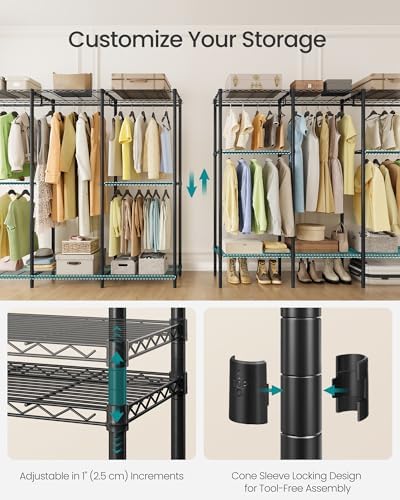 SONGMICS Clothing Rack, Heavy-Duty Garment Rack, Adjustable Storage Shelves - Image 4