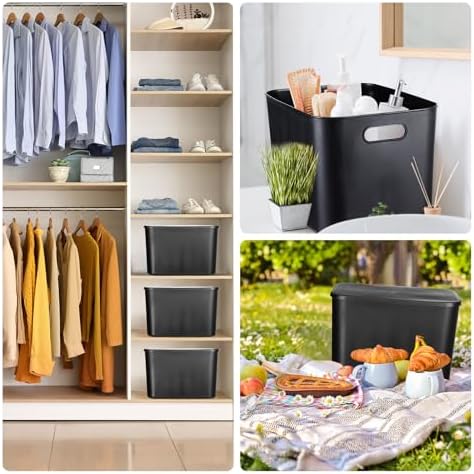 Hoolerry 8 Pieces Storage Bins, 14.2 x 10.2 x 9.5 Inch, Black - Image 5