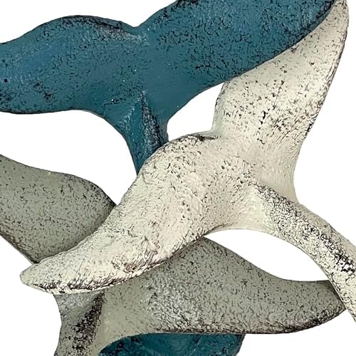 Zeckos Set of 3 Whale Tail Wall Hooks, 5 Inch Multicolor Cast Iron - Image 3
