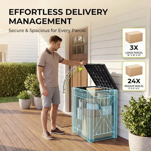 Greesum 52 Gallon Extra Large Deck Box with Lock, Dark Black - Image 4