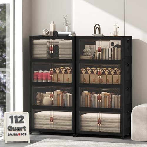 UAMFURI 896QT Lockable Plastic Storage Bins, 8 Pack Collapsible Cabinets by UAMFURIDirect