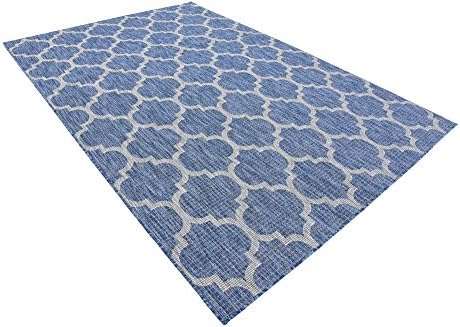 Unique Loom Outdoor Trellis Collection Area Rug (6' 1" x 9' Rectangle, Navy Blue/ Ivory) - Image 5