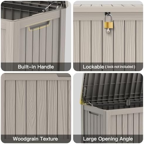Mars Villa Deck Box, Outdoor Storage Box Waterproof, 120 Gallon, Grey - Image 5