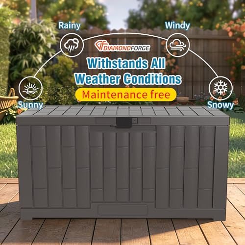 Outdoor Storage Box, 60 Gallon Waterproof Deck Box, Lockable Storage Container, Built-in Reinforcing Metal Rod Outside Resin Bin for Patio, Garden, Poolside and Garage - Image 4
