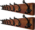 WEBI Rustic Coat Rack Wall Mount,35.43" Long 8 Cast Iron Coat Hooks Wall Mounted,Vintage Hooks for Hanging Coats,Clothes,Brown,2 Packs by WEBI