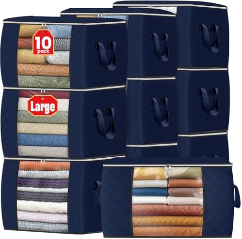 Fab totes 90L Clothes Storage, Foldable Thick Fabric Blanket Storage Bags by Fabtotes