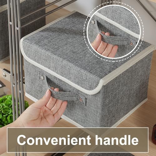 Foldable Fabric Storage Cubes with Lids,Grey 10.2x7.9x6.7in,5 Pack - Image 6