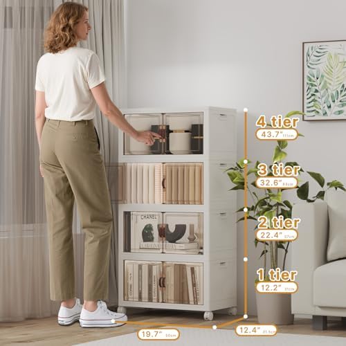 UAMFURI 208QT Stackable Storage Bins with Lids,Doors & Wheels - Image 2