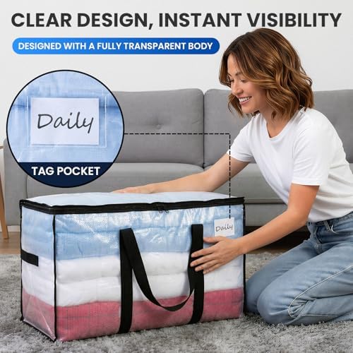 TAILI 12 Pack Clear Extra Large Moving Bags,Storage Bag with Visible Window - Image 5