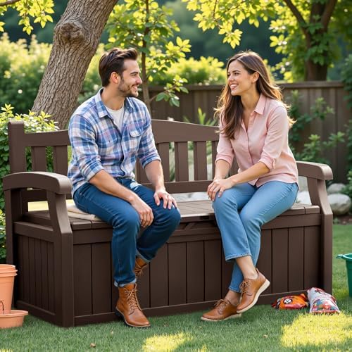 Flamaker 80 Gallon Storage Bench, Deck Box with Seat Waterproof All-Weather - Image 6