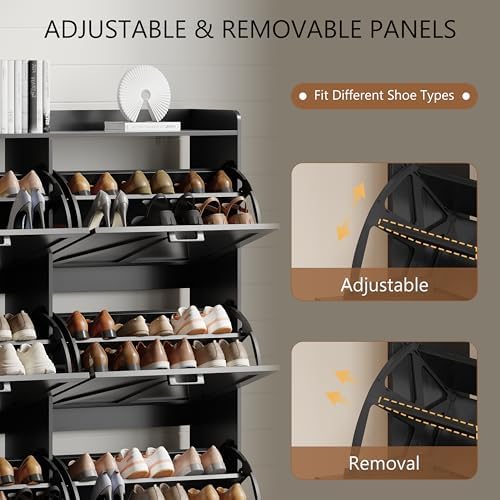 Xixini Shoe Storage Cabinet with 6 Flip Drawers, Entryway Shoe Rack, Black - Image 4
