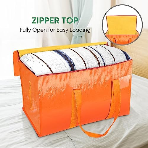 BALEINE 8-Pack Oversized Moving Bags with Reinforced Handles, Heavy-Duty Storage Tote for Clothes, Moving Supplies (Orange, 8-Pack) - Image 6