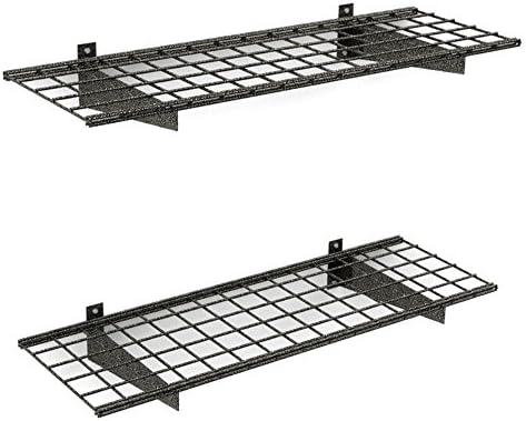 Hyloft Heavy Duty Steel Garage Wall Shelving, 45 in. x 15 in. Metal Wall Shelves for Garage Storage, Low-Profile Brackets, Max Shelf Load 200 Pounds, 00651, 2-Pack, Hammertone by Hyloft