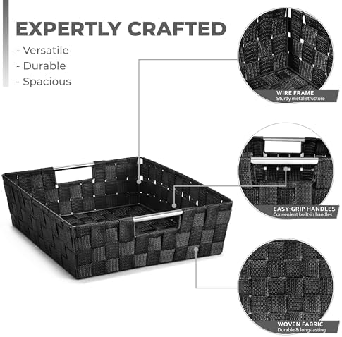 Sorbus Baskets for Organizing, Woven Storage Set (9 Piece Set, Black) - Image 2