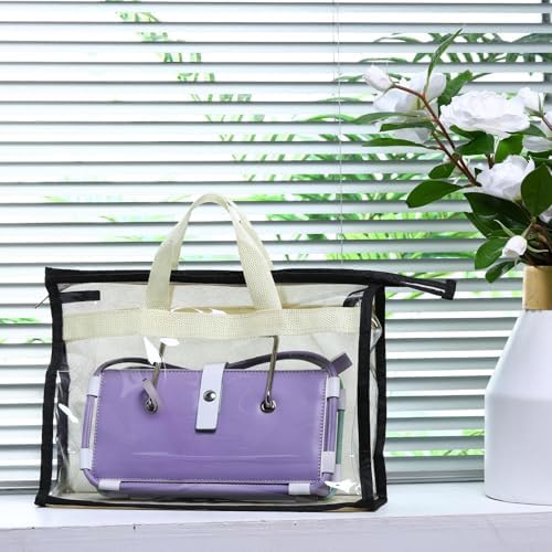 15 Packs Purse Storage Dust Bags for Handbags Clear Handbag Storage Purse Protector Bag Organizers for Handbags Cover Hanging Closet Organizer with Zipper and Handles, 3 Sizes - Image 5