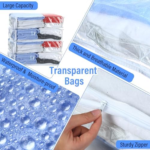 Kenning 20 Pcs Clear Zippered Storage Bags, Sheet, White, 18 x 15 x 4 Inch - Image 3