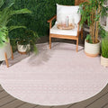SAFAVIEH Washable Rug Outdoor Courtyard Collection - 6'7" Round, Ivory & Pink, Non-Shedding & Easy Cleaning, Ideal for Patio, Backyard, Mudroom (CY8196-56212) by Unknown
