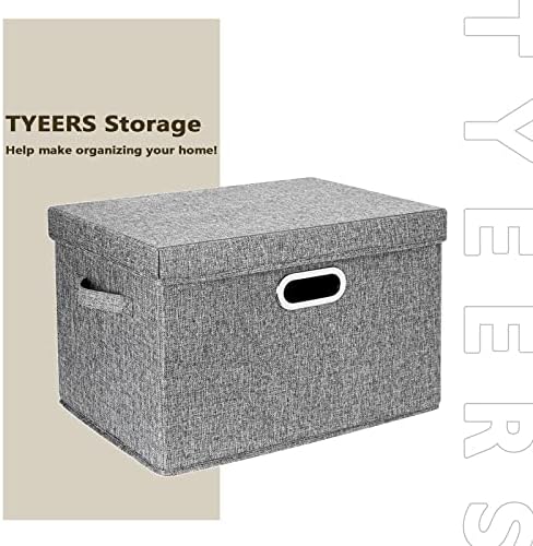 TYEERS Large Storage Bins with Lids, Collapsible, Washable, Fabric Storage Boxes for Organizing, 17.3x11.8x11.4 inches, 3 Pack, Gray - Image 7