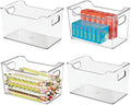 mDesign Deep Plastic Office Storage Bins with Handles for Organization in Filing Cabinet, Closet, or Desk Drawers, Organizer for Notes, Pens, Pencils, and Staples - Ligne Collection - 4 Pack - Clear by mDesign