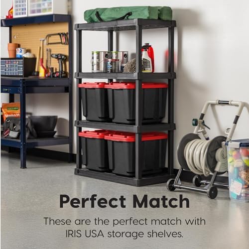 IRIS USA 4-Pack 12 Gal Heavy Duty Storage Tote Bins with Lids, Red - Image 4