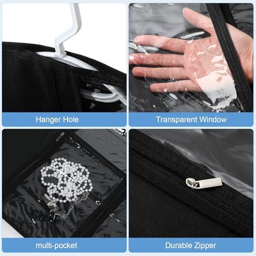 Geelin 14 Pcs Garment Bags for Dance PVC Clear, Black - Image 3