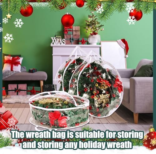 Shappy 10 Pcs 36 Inch Clear Wreath Storage Bags PVC Waterproof, White - Image 6