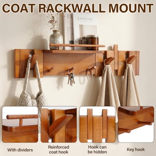 ARCWEISSO Coat Rack Wall Mount, Coat Rack Wall Hooks with Dividers for Home - Image 2