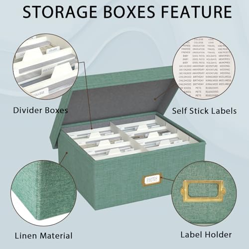 Decorative Photo Storage Box, 2 Pack Linen Photo Box Hold 1700 4x6 Pictures - Image 3