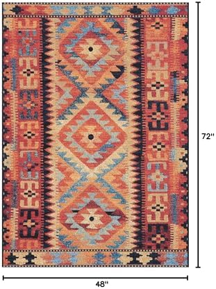 Unique Loom Outdoor Tribal Collection Area Rug - Tortuguero (4' x 6' Rectangle, Multi/ Blue) - Image 2