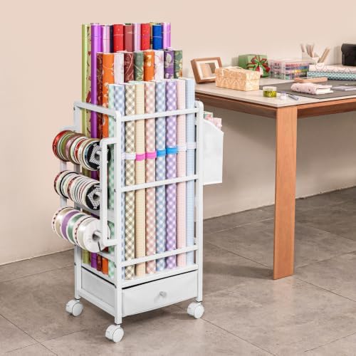 Aquzee Wrapping Paper Storage, Wrapping Paper Cart with Drawer - Image 3