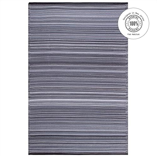 Fab Habitat Outdoor Rug - Waterproof, Fade Resistant, Crease-Free - Premium Recycled Plastic - Striped - Patio, Porch, Deck, Balcony - Cancun - Midnight - 5 x 8 ft - Image 3