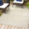 Eyely Moroccan Textured Weave Area Rug 4X6 Cream/Green, Indoor Outdoor Rug by eyely