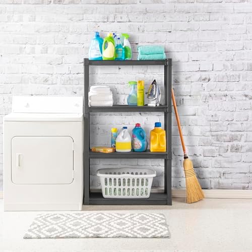 Sterilite 4-Pack 4 Shelf Unit, Heavy-Duty Shelving Storage and Utility Rack - Standing Plastic Organizer Shelves for Kitchen, Bathroom, and Garage - Image 6