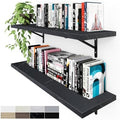 Kaboon 36 inch Long 10 inch Deep Floating Shelves for Wall Set of 2, Large Open Shelves Wall Mounted, Space Saving Home and Commercial Use, Cloud Atlas/Black Marble by Kaboon