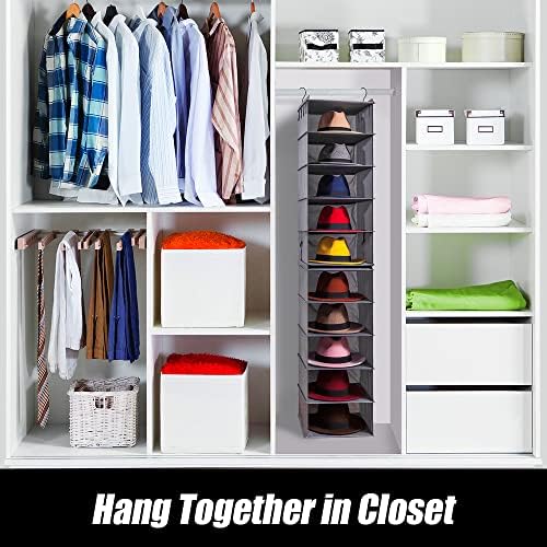 LADYBRO Oxford Cloth Hat Rack for Closet, Storage or Display, Grey, Large - Image 6