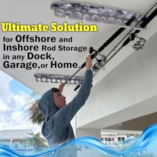 Rush Creek Creations Reel Salty Waterproof Offshore/Inshore Fishing Rod Holder for 11 Saltwater Poles + Gear & Accessories Perfect for Garage & Wall Storage - Image 5