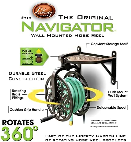 Liberty Garden 710 Navigator Rotating Garden Hose Reel, Holds 125-Feet of 5/8-Inch Hose - Bronze - Image 2