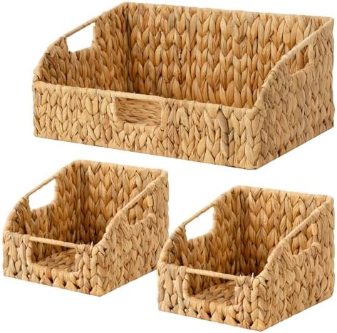StorageWorks Water Hyacinth Basket Organizer, Pantry Storage Baskets,3-Pack by StorageWorks