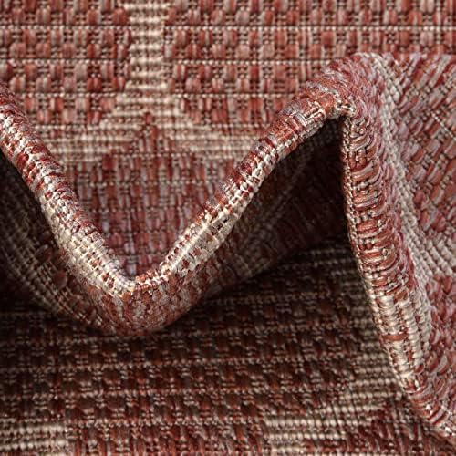 Unique Loom Outdoor Trellis Collection Area Rug - Trellis (Round 13' 0" x 13' 0", Rust Red/ Ivory) - Image 6