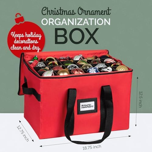 Christmas Ornament Storage Container,Box Stores Up to 96, Adjustable Dividers, Large Organizer Bin to Protect and Store Holiday Décor - Image 5