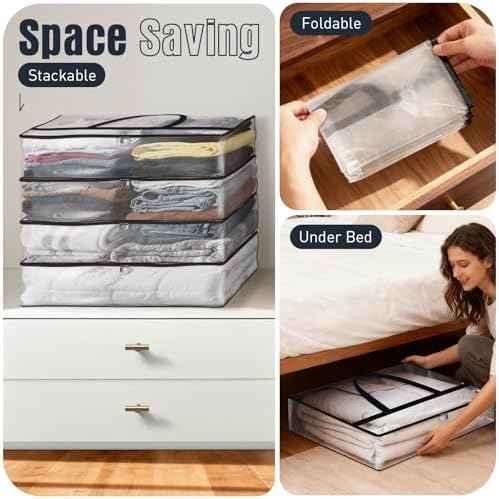 8 Packs 90L Clear Under Bed Storage Containers, Large Clothes Storage Bags - Image 7