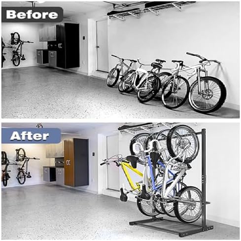WALMANN Freestanding Bike Stand for 4 Bikes Garage, Vertical Bike Storage - Image 6