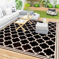 Outsunny 9' x 12' Reversible Outdoor Rug, Black & Beige by Outsunny