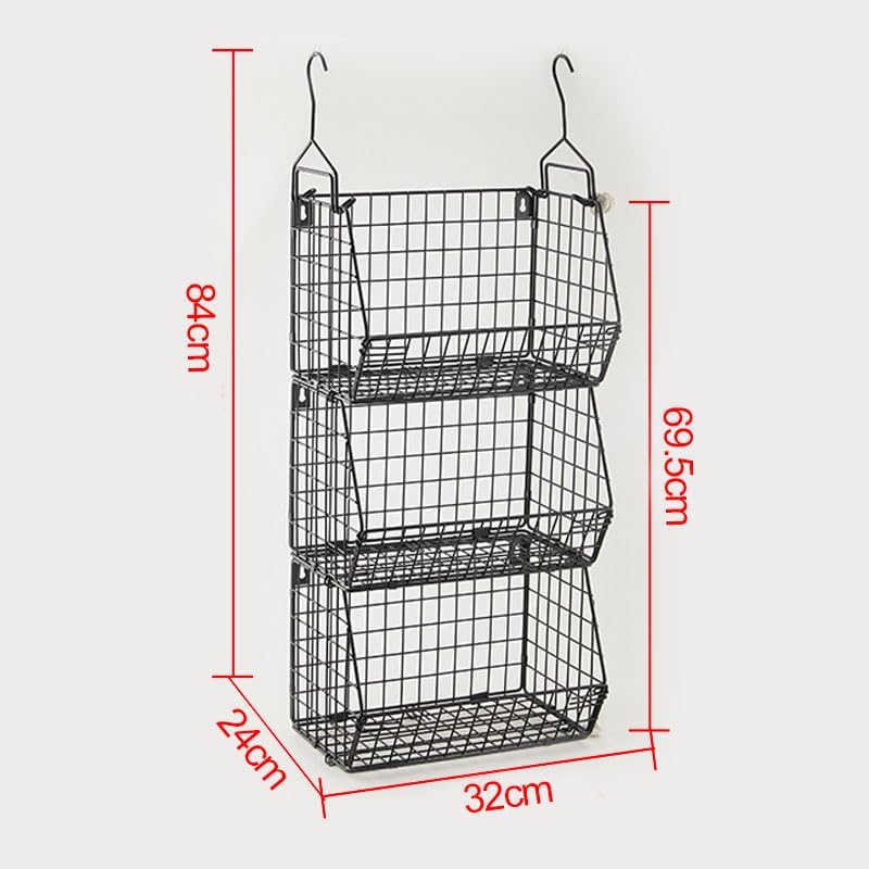 3 Tier Hanging Foldable Wire Baskets Closet Organizer Clothes Shelves Countertop Caddy Bin Wall Mount Shelf Storage Basket for Clothing Handbags Snacks Drinks Fruits - Image 3