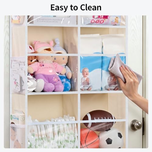 JARLINK Over the Door Organizer, Extra Large Storage for Bedroom, Beige - Image 6